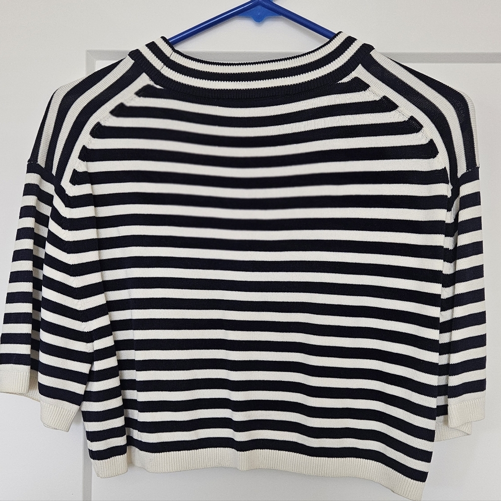 Zara Navy and White Striped Crop Top - Picture 3 of 4